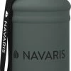 Navaris Fitness Drinkfles 1,3 Liter - Lichte Waterfles Van Roestvrij Staal Grijs - Grote Grijze Waterfles RVS Voor Sport, Fitness, Yoga En Kamperen
