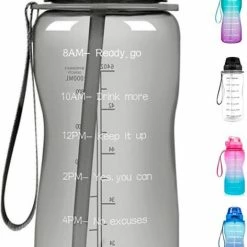FLOOQ Motivatie Waterfles Zwart - 2 Liter Drinkfles - BPA Vrij - Waterfles Met Tijdsmarkering