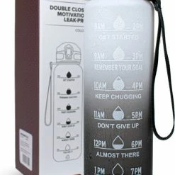 Nimma Motivatie Waterfles - 1 Liter Drinkfles - Met Tijdmarkeringen En Fruitfilter - Zwart Wit