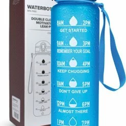 Nimma Motivatie Waterfles - 1 Liter Drinkfles - Met Tijdmarkeringen En Fruitfilter - Blauw