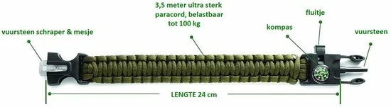 Campingwise Survival Paracord Armband Met 5 Functies 5 Campingwise Survival Paracord Armband Met 5 Functies - Afbeelding 3