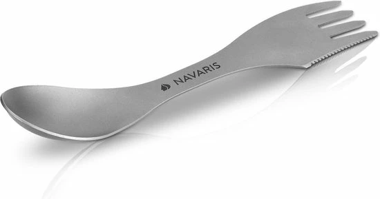 Navaris Spork - Campingbestek Van Titanium - Vork, Mes En Lepel In één - Bestek Voor Onderweg En Op Reis - Lichtgewicht - Inclusief Bewaarzakje 6 Navaris Spork - Campingbestek Van Titanium - Vork, Mes En Lepel In één - Bestek Voor Onderweg En Op Reis - Lichtgewicht - Inclusief Bewaarzakje - Afbeelding 4