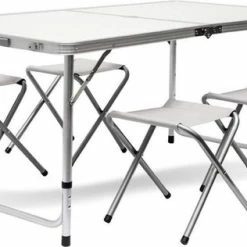 MaxxGarden Opvouwbare Picknicktafel - Biertafel Met Banken - Vouwtafel - Campingtafel Set - Wit - 120 X 70cm