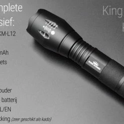 King Mungo Militaire LED Oplaadbare Zaklamp - 1000 Lumen - Zwart -CeLaVi winkel 550x337 2