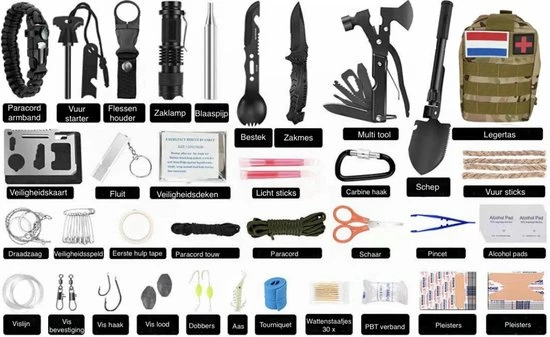 East Vigor® Survival Kit - 138 Functies - 80 Onderdelen - Overlevingspakket - Noodpakket Oorlog - Survival Kit - Outdoor Kit - EHBO Kit - Oorlog Rusland - Survival Set - Survival Kit Outdoor - Noodpakket Rampenrugzak - Survival Tool 3 East Vigor® Survival Kit - 138 Functies - 80 Onderdelen - Overlevingspakket - Noodpakket Oorlog - Survival Kit - Outdoor Kit - EHBO Kit - Oorlog Rusland - Survival Set - Survival Kit Outdoor - Noodpakket Rampenrugzak - Survival Tool