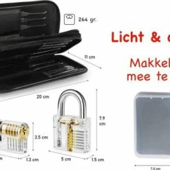 ProSolve 34 Delige Lockpick Set Voor Beginners En Gevorderden Met 2x Oefenslot Een Opberghoes En Opberg Doosjes - Lockpicking Set - Survival Kit - Gereedschapset - Doorzichtig Slot Transparant - Black Friday 2022 Deals - Slotenmaker -CeLaVi winkel 550x343 6