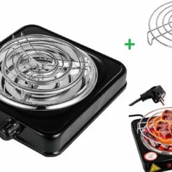 SMH LINE® - Elektrische Camping Kooktoestel 1 Pit - Kolenbrander - Elektrische Kookplaat - Kolenstarter - Kolenaansteker - Kolenbrander - Kooktoestel Camping - BBQ Starter - 1000W - INCLUSIEF Houtskoolrooster