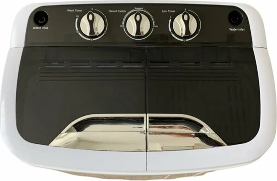 Labirent® - Luxe Mini Wasmachine Met Dubbele Trommel - 5,6Kg Was/Centrifuge Capaciteit - Zwart/Wit 4 Labirent® - Luxe Mini Wasmachine Met Dubbele Trommel - 5,6Kg Was/Centrifuge Capaciteit - Zwart/Wit - Afbeelding 2