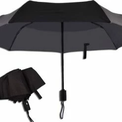 Discountershop Automatische Stormparaplu - Paraplu – Automatisch, Opvouwbaar & Windproof Tot 70 - 80 Km P/u - Ø 95 Cm - 7 Panelen - Dubbele Laag - Zwart