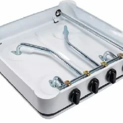 SMH LINE®- Gas Kooktoestel Set 4 Pits - Campingkooktoestel Set - Gaskomfoor - Gaskookplaat Wit - INCLUSIEF 30mbar Gasslang Installatie Set -CeLaVi winkel 550x394 3