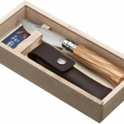 Opinel No.08 Zakmes - RVS - Olijfhout - Houten Kistje