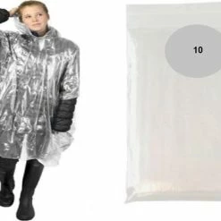 Merkloos 10 Stuks Beschermende Wegwerp Poncho Transparant | Regen | Festival | Wandelen | Evenement