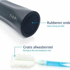 TIGR Hexagon - Drinkfles - Thermosfles - RVS - 500ml - Zwart - Met Afwasborstel -CeLaVi winkel 550x441 2
