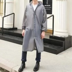 Merkloos Regenjas GRIJS (Maat XL) Unisex - Licht Gewicht - WATERDICHT - Opvouwbaar - Pocket Size - Reizen - Dames - Heren Regenjas