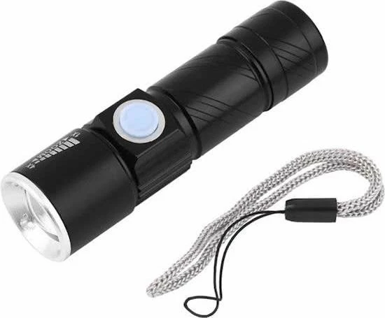 LED Flashlight Oplaadbare USB LED-zaklamp - Herlaadbare Flashlight Waterproof - 800 Lumen - Met Zoom - Waterbestendig - Zwart 8 LED Flashlight Oplaadbare USB LED-zaklamp - Herlaadbare Flashlight Waterproof - 800 Lumen - Met Zoom - Waterbestendig - Zwart - Afbeelding 6