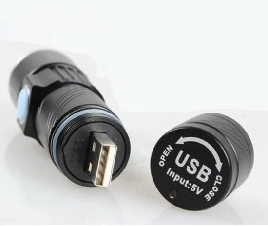 LED Flashlight Oplaadbare USB LED-zaklamp - Herlaadbare Flashlight Waterproof - 800 Lumen - Met Zoom - Waterbestendig - Zwart 9 LED Flashlight Oplaadbare USB LED-zaklamp - Herlaadbare Flashlight Waterproof - 800 Lumen - Met Zoom - Waterbestendig - Zwart - Afbeelding 7