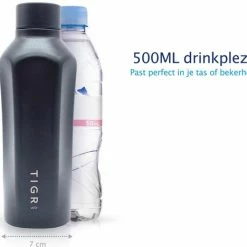 TIGR Hexagon - Drinkfles - Thermosfles - RVS - 500ml - Zwart - Met Afwasborstel -CeLaVi winkel 550x468 3