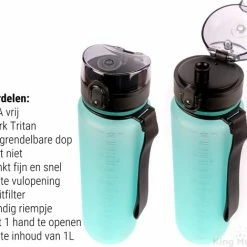 Drinkfles - 1 Liter - Sport Bidon Drinkbus 1000ml - Lichtblauw - King Mungo KMDF043 -CeLaVi winkel 550x470 2
