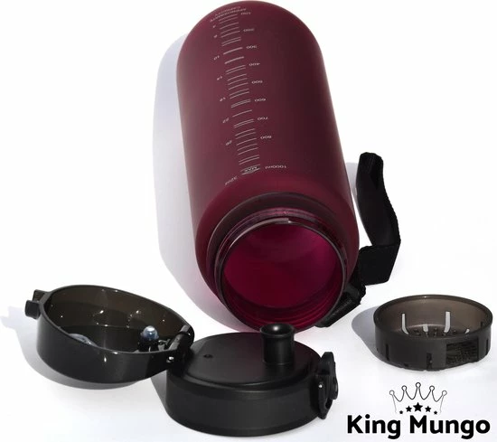 King Mungo Drinkfles - Sport Bidon Drinkbus - 1 Liter - Paars/Rood 17 King Mungo Drinkfles - Sport Bidon Drinkbus - 1 Liter - Paars/Rood - Afbeelding 15