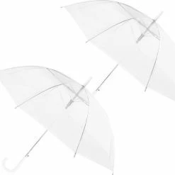 Trendo 2x Transparant Plastic Paraplu 92 Cm - Doorzichtige Paraplu - Trouwparaplu - Bruidsparaplu - Stijlvol - Bruiloft - Trouwen - Fashionable
