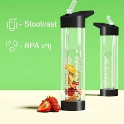 Merkloos Waterfles Met Naam - Drinkfles Met Rietje - Fruit Filter Infuser - 700 Ml - Zwart - Schoencadeautjes Sinterklaas -CeLaVi winkel 550x503 6