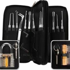 ProSolve 34 Delige Lockpick Set Voor Beginners En Gevorderden Met 2x Oefenslot Een Opberghoes En Opberg Doosjes - Lockpicking Set - Survival Kit - Gereedschapset - Doorzichtig Slot Transparant - Black Friday 2022 Deals - Slotenmaker