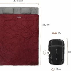 Where Tomorrow Double Slaapzak 220 X 150 Cm Diverse Kleuren - Wijn Rood -CeLaVi winkel 550x509 13