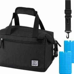 Brisby 4 Laags Geïsoleerde Koeltas - Lunchtas 12 Liter - Extra Ruimte Uitvouwbaar- Zwart