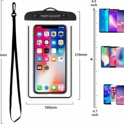 Tempshop Waterdichte Telefoonhoesjes Wit - Onderwater Hoesje Telefoon - Waterdichte Telefoonzakje – Bag – Drybag - Onderwater Hoesje Telefoon – Universeel Geschikt Voor Alle Smartphones - Waterdichte Telefoonhoesje -CeLaVi winkel 550x517