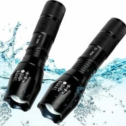 Besjaar Militaire Zaklamp - LED Zaklamp - 2000 Lumen - Inzoombaar 2 Stuks - Incl Alkalinebatterijen - Waterproof Zaklamp