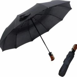 Bushifi Stormparaplu Paraplu - Opvouwbaar - Zwart - 10 Panelen - Polsband