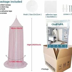 OldPAPA Prinses Bed, Klamboe Voor Kinderen Babybedje, Ronde Koepel Kinderen Binnen Buiten Kasteel Speeltent, Decoratie Leeshoek, Katoenen Linnen, Roze -CeLaVi winkel 550x520 6