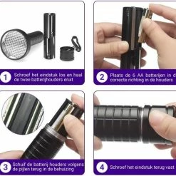 TIKKENS UV Lamp XXL - UV Zaklamp -100 Ultraviolet LED's - Blacklight Zaklamp - Detector Urine/Vals Geld/Overige Vlekken - 395nm -CeLaVi winkel 550x521