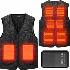 Basila® V-Hals Bodywarmer Met Powerbank - M - 8 Zones - Tot 60 °C - Thermo Kleding - Heated Vest - Elektrische Kleding - Thermo Vest - Verwarmde Vest - Verwarmde Kleding