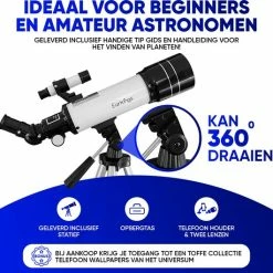 Earkings Telescoop Sterrenkijker 70/400 Mm Voor Kinderen, Beginners En Gevorderden - Inclusief Statief, Opbergtas, Twee Lenzen 25mm & 10mm En Barlow Lens, Telefoon Houder Voor Foto’s - F/5.7 Magnificatie -CeLaVi winkel 550x530 1