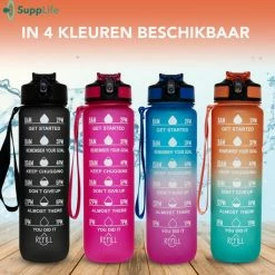 Supplife Waterfles Met Tijdmarkering - 1 Liter Drinkfles - Motivatie Waterfles - Met Rietje - Volwassenen - Kinderen - Roze - Black Friday 2022 -CeLaVi winkel 550x530 2