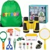 Kinder Verrekijker Onderzoeks Set ,UTTORA Outdoor Explorer Set Speelgoed, Kinderverrekijker 22 Stuks Kids Adventurer Explorer Set Met Bug Catcher Pincet Insect Viewer Kompas Vergrootglas & Vlindernet Voor Camping Telescopen Microscopen -CeLaVi winkel 550x534 4