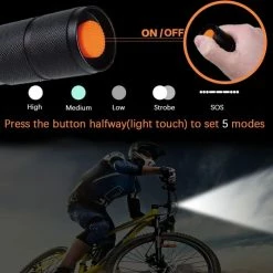 Besjaar Militaire Zaklamp - LED Zaklamp - 2000 Lumen - Inzoombaar 2 Stuks - Incl Alkalinebatterijen - Waterproof Zaklamp -CeLaVi winkel 550x535 2