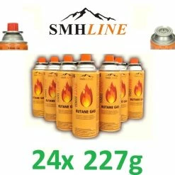 SMH LINE® - Kookstel Gasflessen - 24 Stuks 227g Butaan Gas Gasbus Navulling -Gaspatroon Butaan Gasbussen - Camping Kookstel Gasflessen 24x Gasbussen ( Voordeelverpakking)