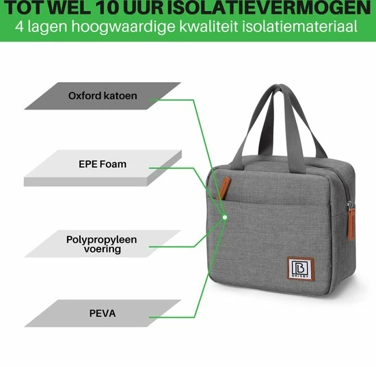 Brisby 4 Laags Geïsoleerde Koeltas - Lunchtas 4 Liter - Donkergrijs 7 Brisby 4 Laags Geïsoleerde Koeltas - Lunchtas 4 Liter - Donkergrijs - Afbeelding 5