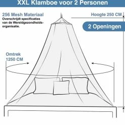 Universal Backpackers Klamboe Voor Op Reis En Thuis – 2 Persoons Muskietennet Met Twee Openingen - Tweepersoons Muggennet Met Reistas En Ophang Set -CeLaVi winkel 550x539 10