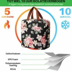 Brisby 4 Laags Geïsoleerde Koeltas - Lunchtas 7 Liter - Bloemetjes -CeLaVi winkel 550x539 12