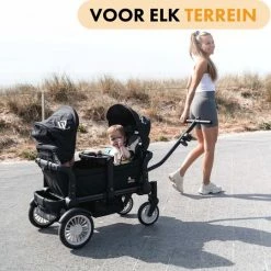 Deryan Luxe Sandy Bolderkar - Duo Buggy - Tandem Buggy - Opvouwbaar - Inklapbare Bolderwagen - Duo Kinderwagen - Zwart -CeLaVi winkel 550x539 6