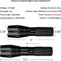Besjaar Militaire Zaklamp - LED Zaklamp - 2000 Lumen - Inzoombaar 2 Stuks - Incl Alkalinebatterijen - Waterproof Zaklamp -CeLaVi winkel 550x541 5