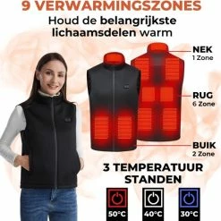 Basila® Verwarmende Bodywarmer Met Powerbank - S - 9 Zones - Tot 50 °C - Thermo Kleding - Heated Vest - Elektrische Kleding - Thermo Vest - Verwarmde Vest - Verwarmde Kleding -CeLaVi winkel 550x542 9
