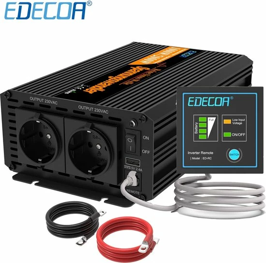 Edecoa Zuivere Sinus Omvormer 12V-230V - 1000/2000W 3 Edecoa Zuivere Sinus Omvormer 12V-230V - 1000/2000W