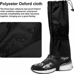 LIXIN Waterdichte Gaiters - Gamaschen - Zwart - Voor Mannen En Vrouwen - Waterdicht En Verstelbaar - Wandelen - Jagen - Bergbeklimmen - Sneeuwschoenwandelen - Outdoor Accessoires -CeLaVi winkel 550x544