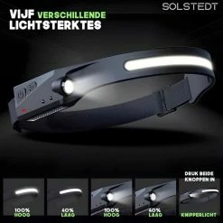 Solstedt LED Hoofdlamp - USB Oplaadbaar - Bewegingssensor - 200m Bereik - 5 Lichtstanden - Outdoorverlichting - Verstelbaar - Multifunctioneel - Waterdicht -CeLaVi winkel 550x545 5