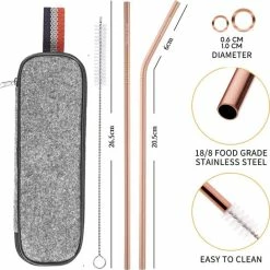 House Of Husk Reisbestek - Reis Bestekset - Chopsticks - Metalen Rietjes Met Borstel - Lepel - Vaatwasserbestendig - RVS - 7 Delig - Rose Goud -CeLaVi winkel 550x546 8