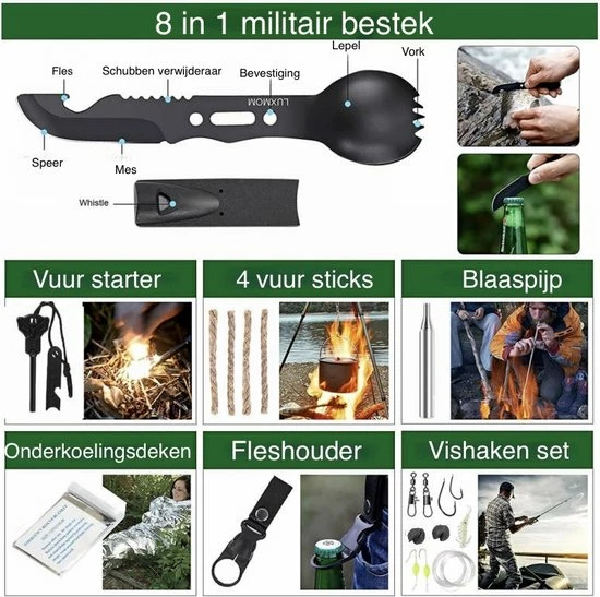 East Vigor® Survival Kit - 138 Functies - 80 Onderdelen - Overlevingspakket - Noodpakket Oorlog - Survival Kit - Outdoor Kit - EHBO Kit - Oorlog Rusland - Survival Set - Survival Kit Outdoor - Noodpakket Rampenrugzak - Survival Tool 9 East Vigor® Survival Kit - 138 Functies - 80 Onderdelen - Overlevingspakket - Noodpakket Oorlog - Survival Kit - Outdoor Kit - EHBO Kit - Oorlog Rusland - Survival Set - Survival Kit Outdoor - Noodpakket Rampenrugzak - Survival Tool - Afbeelding 7
